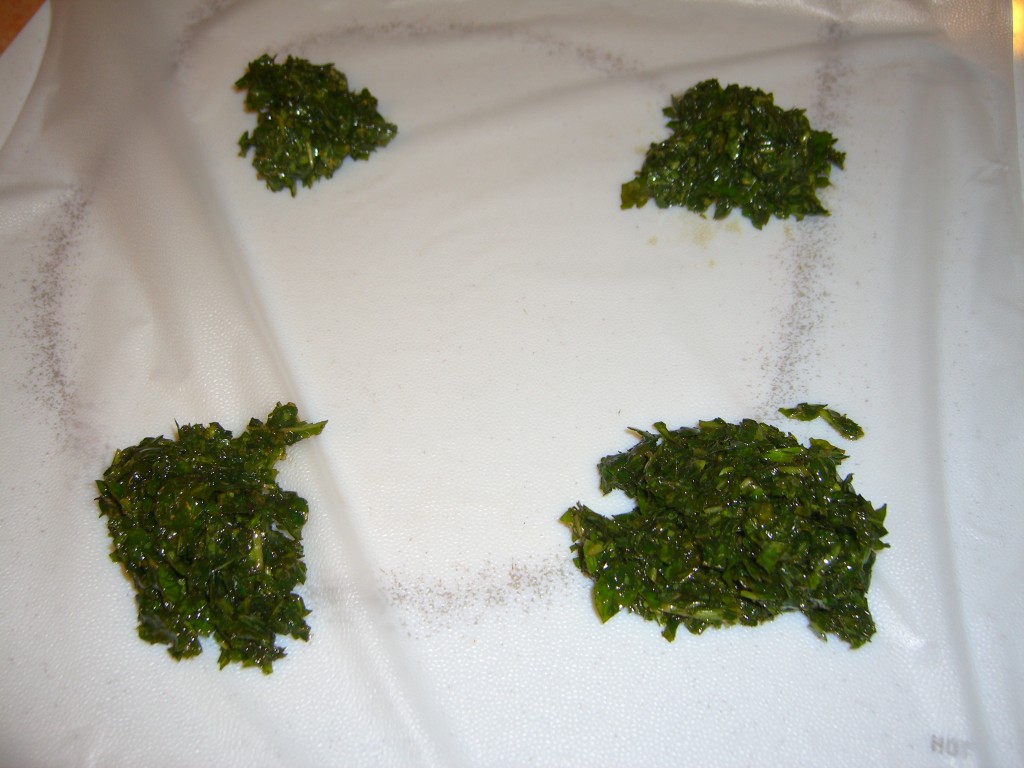 Basil and Oil ready to freeze