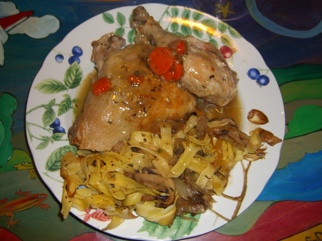 Chicken Fricasse with Noodles and Mushrooms