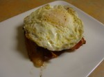 Bacon weave, hash brown and egg small stack