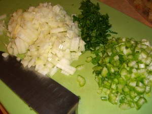 diced onion and celery