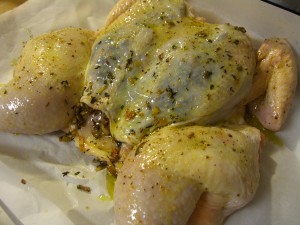 Roasted Spatchcock Chicken With Mushroom Stuffing Recipe