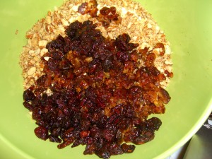 Chopped nuts, dates and cranberries