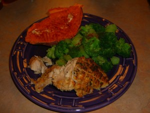 Extremely Easy Turkey Breast with Broccoli and Garnet Yams